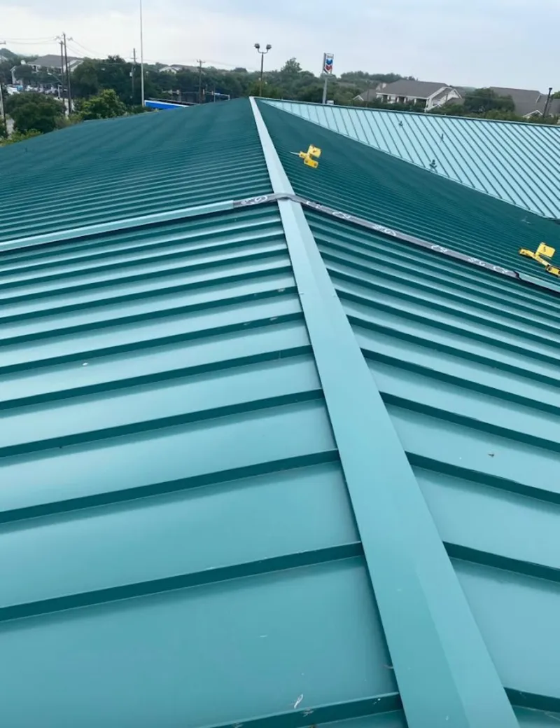 Green commercial metal roof ridge and valley for Metal Roof Repair in Eldersburg